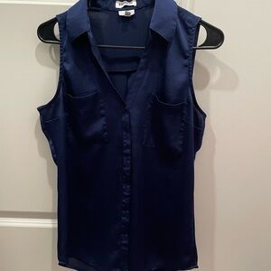 Navy Sleeveless Blouse